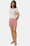 Amante Viscose Shorts - Blush Rose Check Print — thumbnail 5